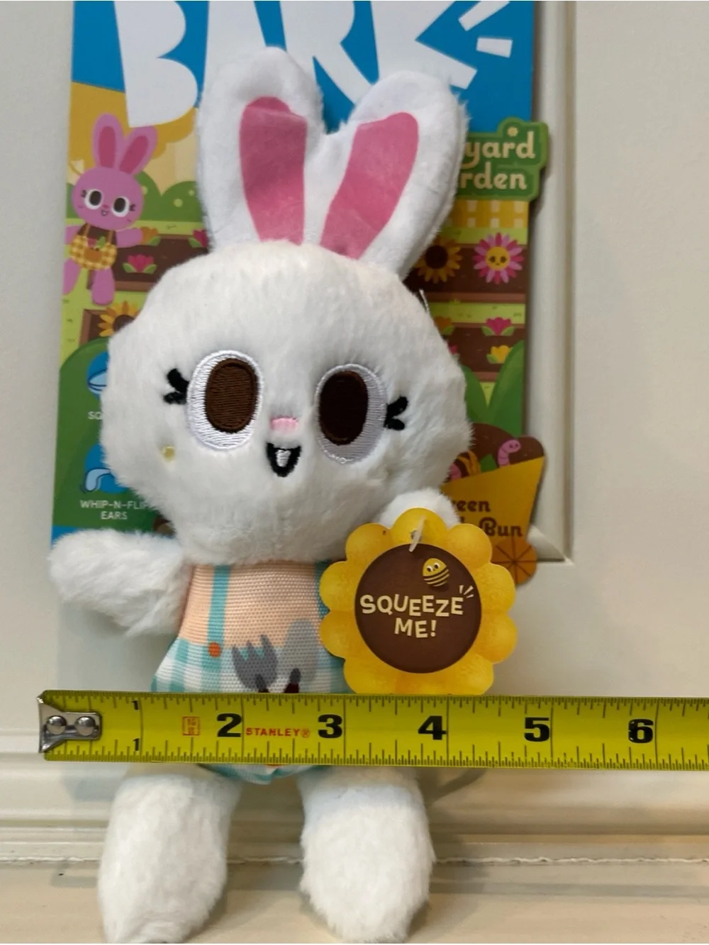 Bark Plush Bunny Toy - White, Pink & Blue Gingham